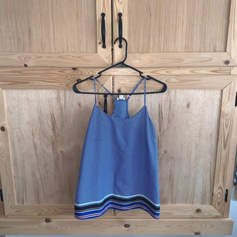 J. Crew blue printed lightweight airy racerback tank shirt size 2